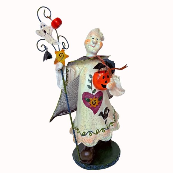 Pier 1 Halloween Primitive Ghost Crackle VTG Metal Mesh Cape Seasonal Home Decor - Picture 1 of 12